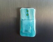 Aqua and White Glass Pocket Magnetic Vase