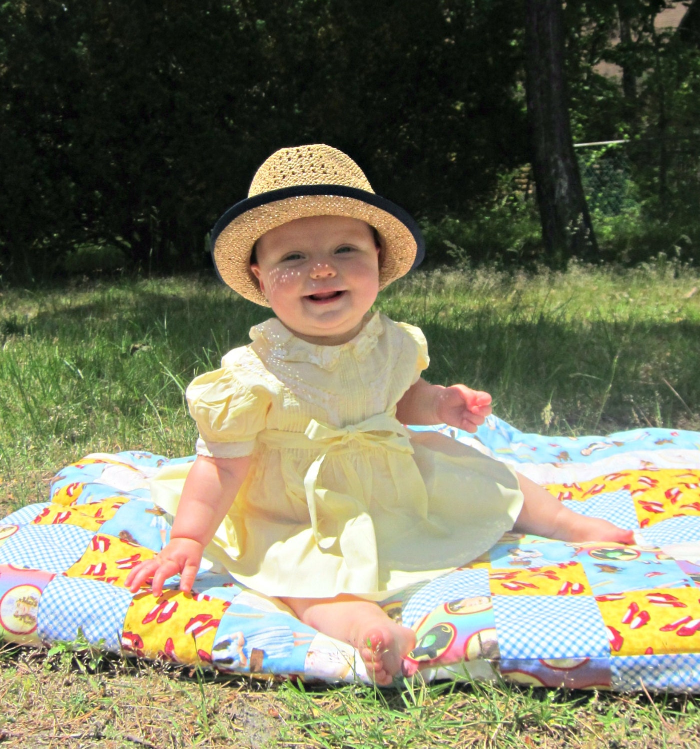 Vintage Baby Girl Dress - Yellow - Size 9 Months