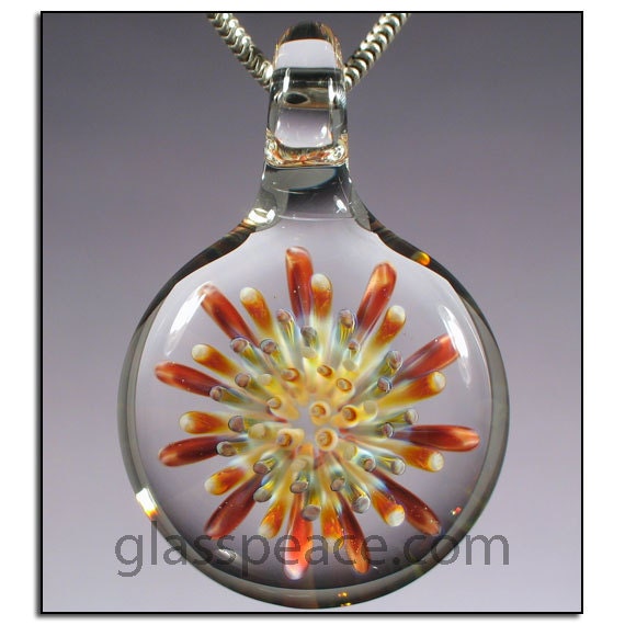 SALE - Glass Pendant Dot Implosion lampwork focal boro bead - Glass Peace blown glass jewelry (3546)