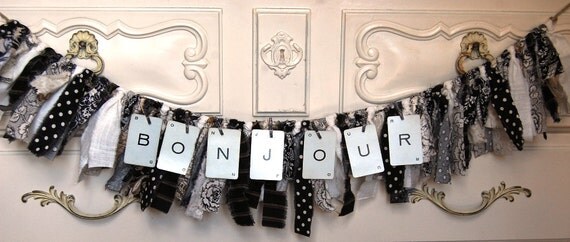 Bonjour French Oh La La Fabric Scrap Banner Garland Photo Prop Il_570xn