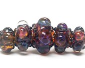 ON SALE 40% OFF Five Graduated Multi-Colored Rondelle Beads. - Handmade Glass Lampwork Beads - 10408411
