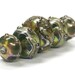 ON SALE 50% OFF Handmade Glass  Lampwork Beads  Sets - Five Graduated Green w/Silver Foil Rondelles - 10503411
