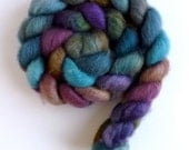 BFL Wool Roving - Hand Painted Spinning or Felting Fiber, Night Vision