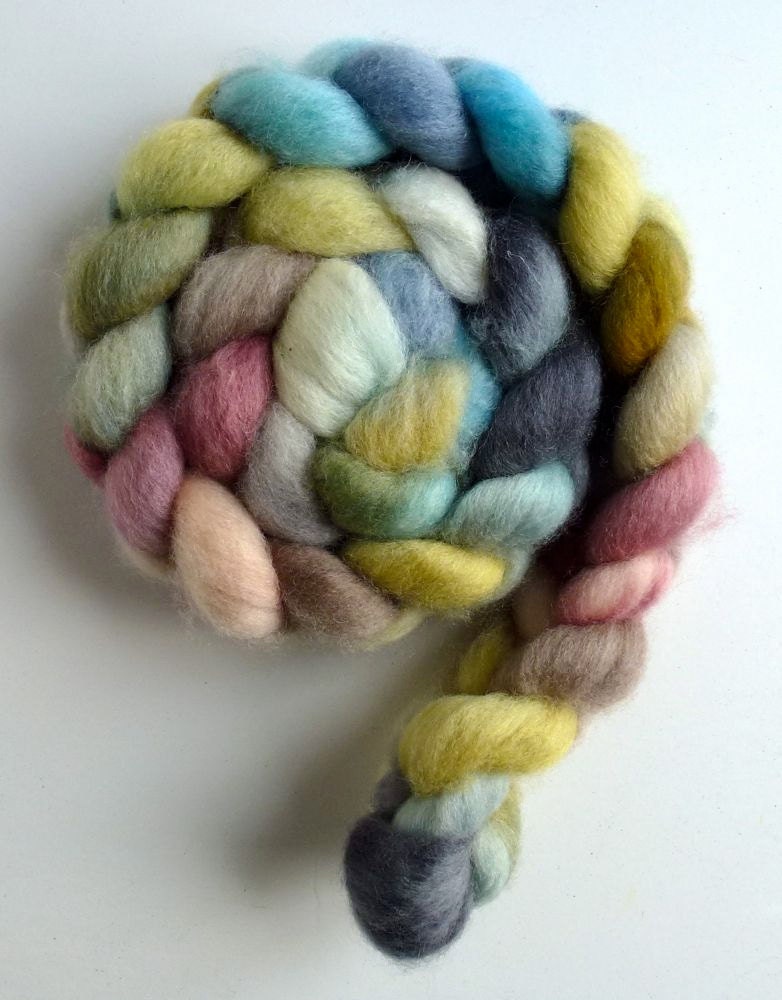 BFL Wool Roving - Hand Painted Spinning or Felting Fiber, Frost