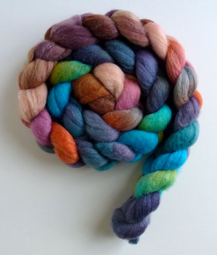 Polwarth/Silk Roving - Hand Painted Spinning or Felting Fiber, Perfect Offering