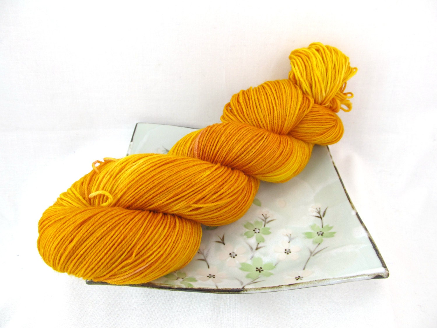 Hand Dyed Sock Yarn, Merilon Sock, Superwash Merino Nylon - Marigold, OOAK