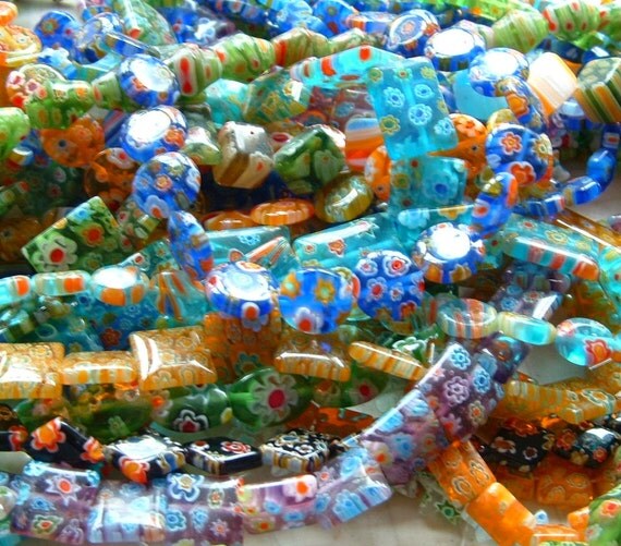 SUPER BEAD KIT Italian Glass Millefiori Beads Carrying Case Jewelry Making Bead Kit - Great for Advanced or Beginner