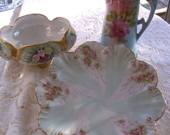 International Trio of Small Rose Porcelains France Germany Japan
