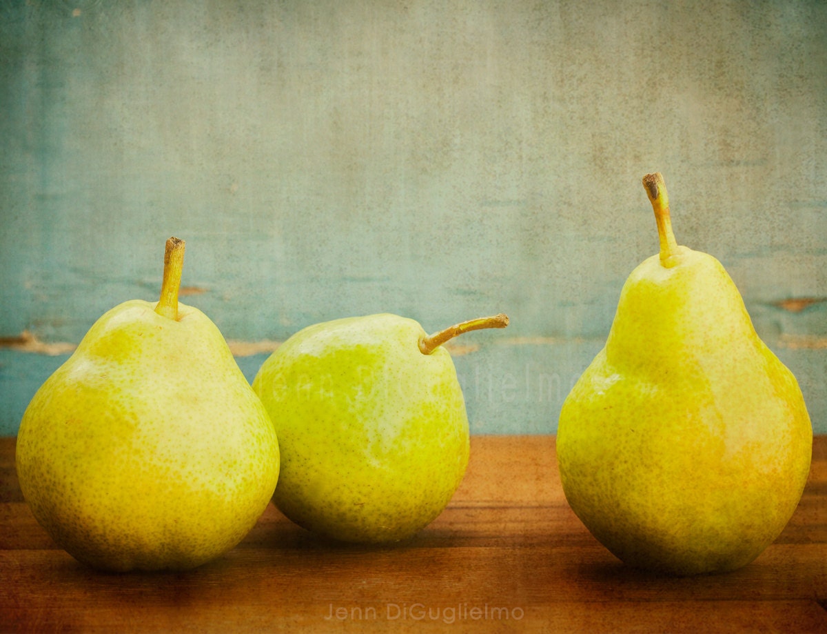 Still life Photography, green pear print, kitchen decor, food photography