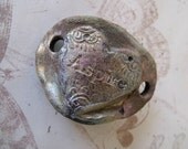 Aspire To Happiness and Love  Heart  Raku Cuff or Choker