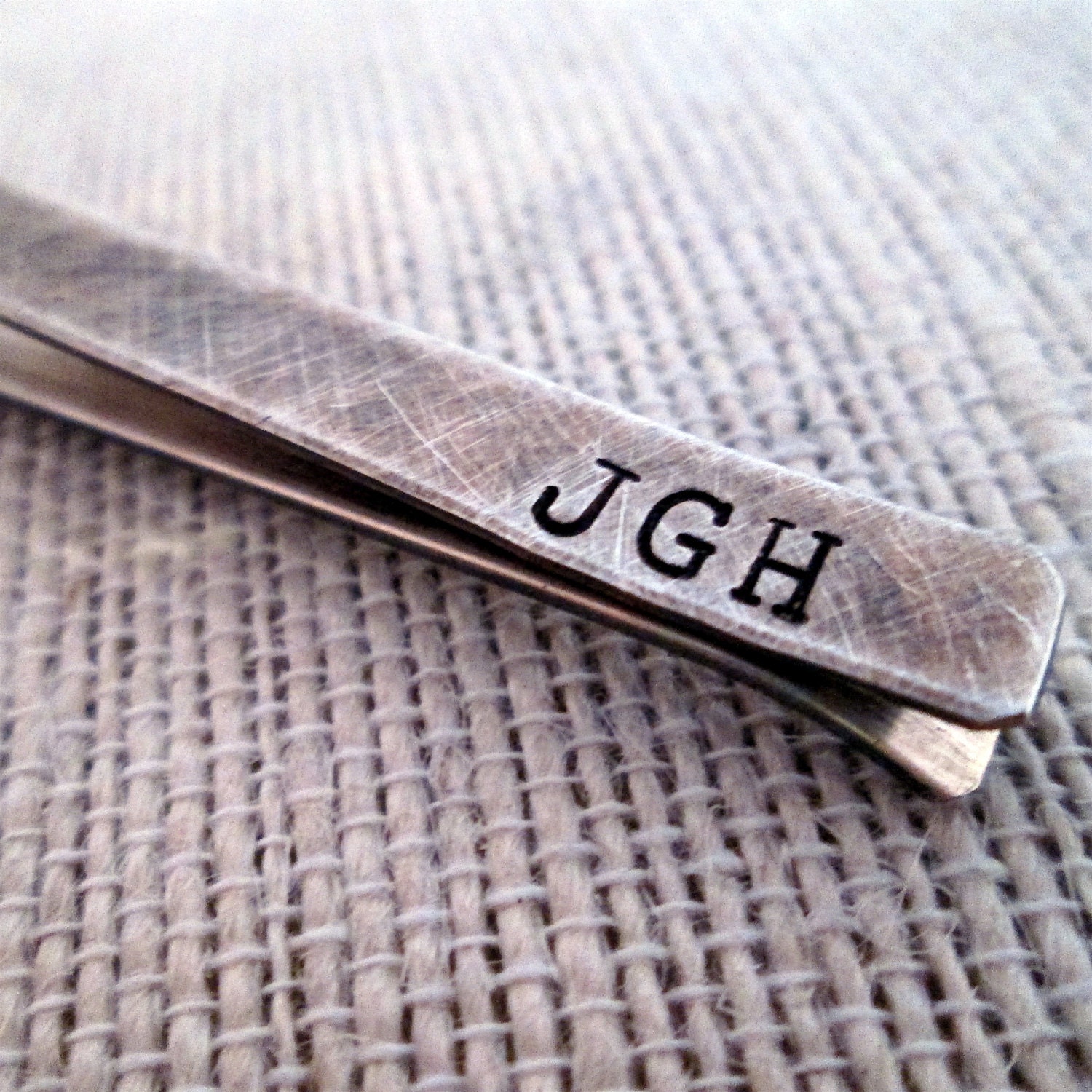 Personalized Men's Tie Bar - Sterling silver Tie Clip - Hand Stamped Tie Clip -Father of the Bride Gift - Groomsmen Tie Bar