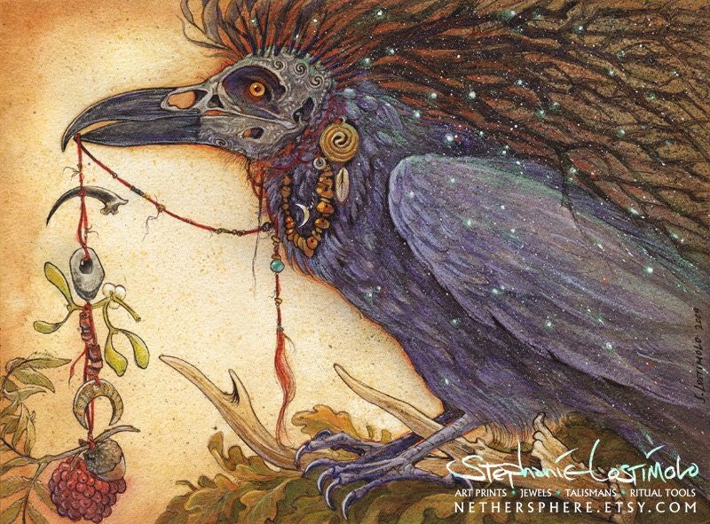 Corax - Celtic Crow Raven Shaman Art Print 11x17