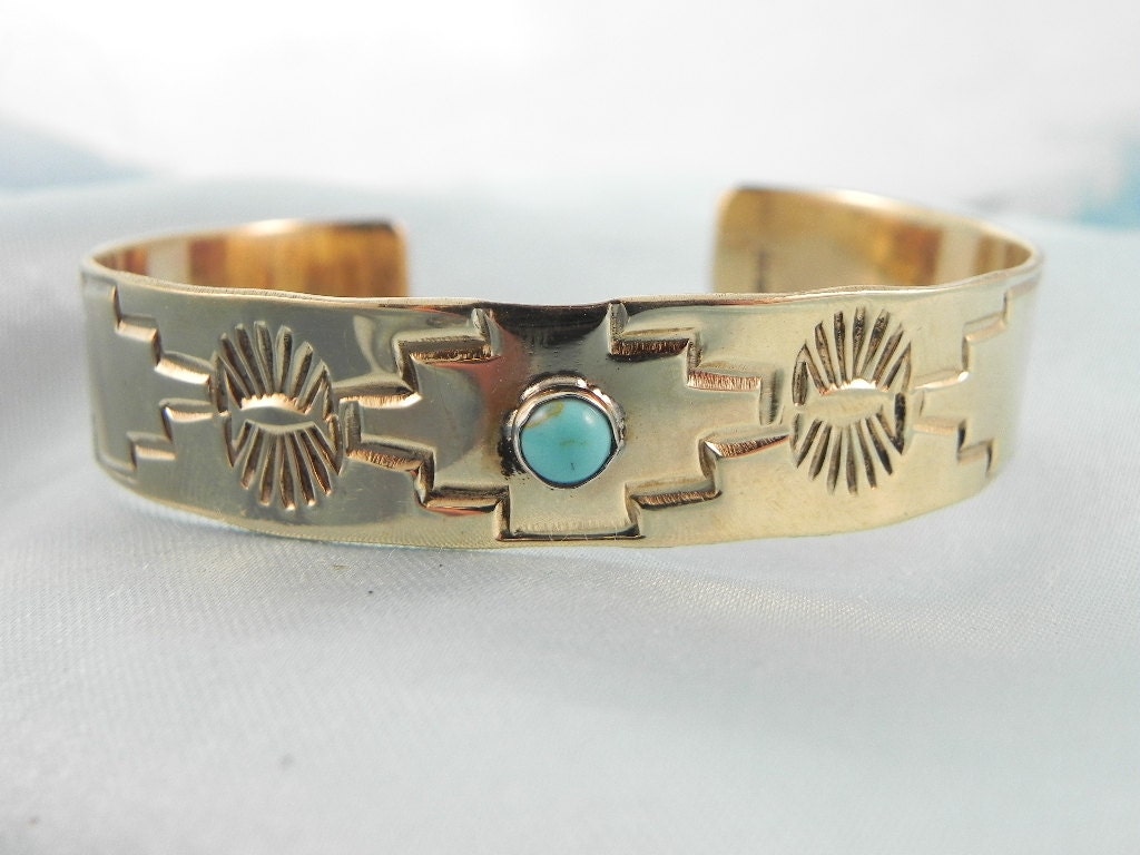 Vintage Gold Filled Native American Cuff Bracelet