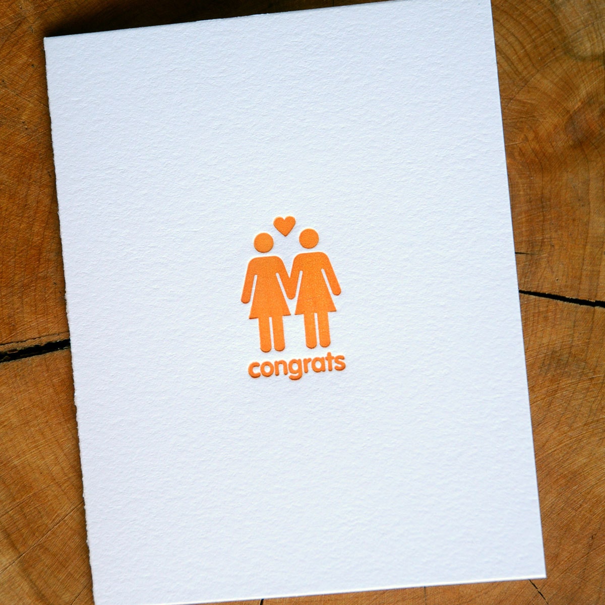Lesbian couple congrats letterpress card