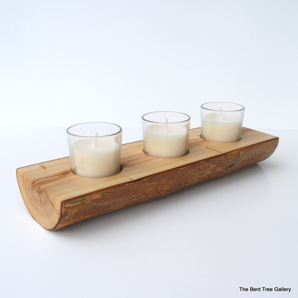 Log Candle Holder for 3 Candles