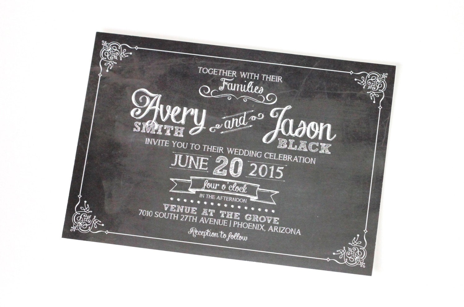 Avery Chalkboard Wedding Invitation - Sample set - Black and White