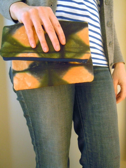 Large hand-dyed zipper pouch