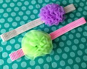 Set of 2 chevron and chiffon flower headbands