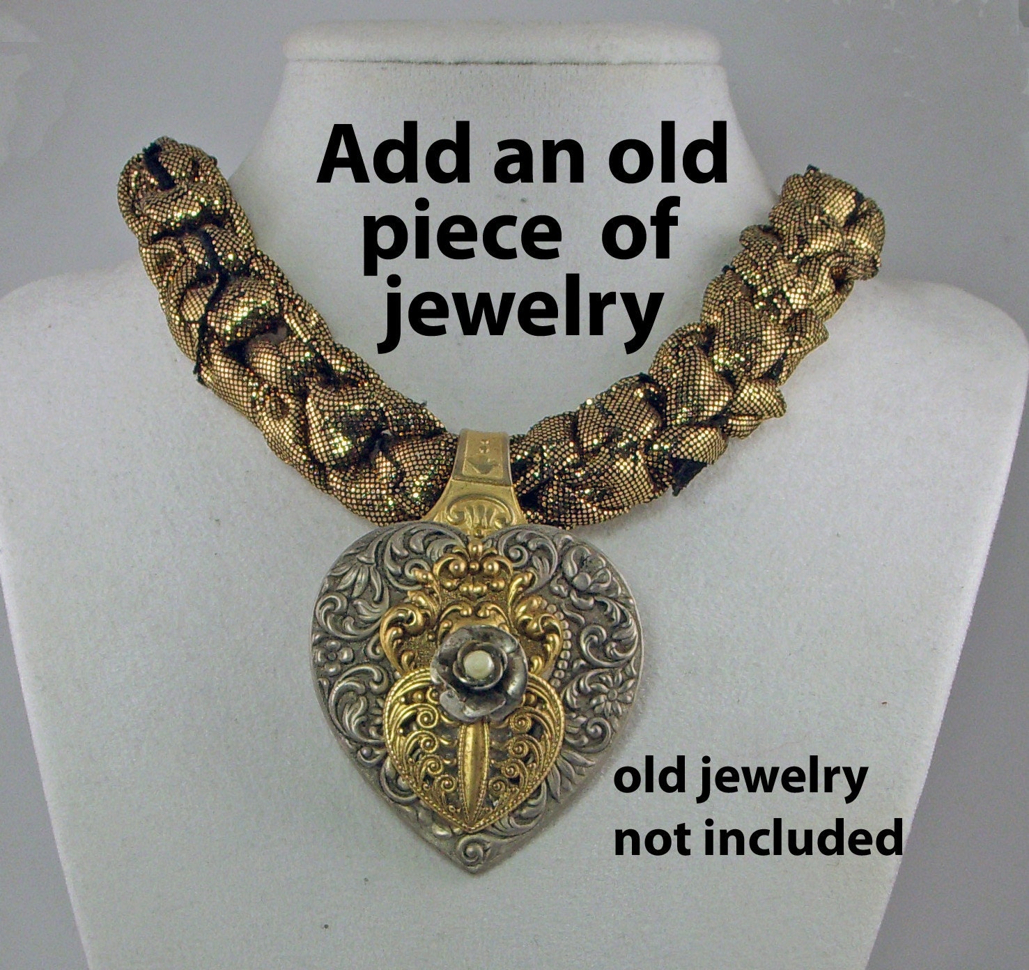 Gold Metallic Braided Bib Necklace