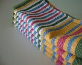 Vintage cloth napkins, eco friendly, rainbow stripes, set of 4 four