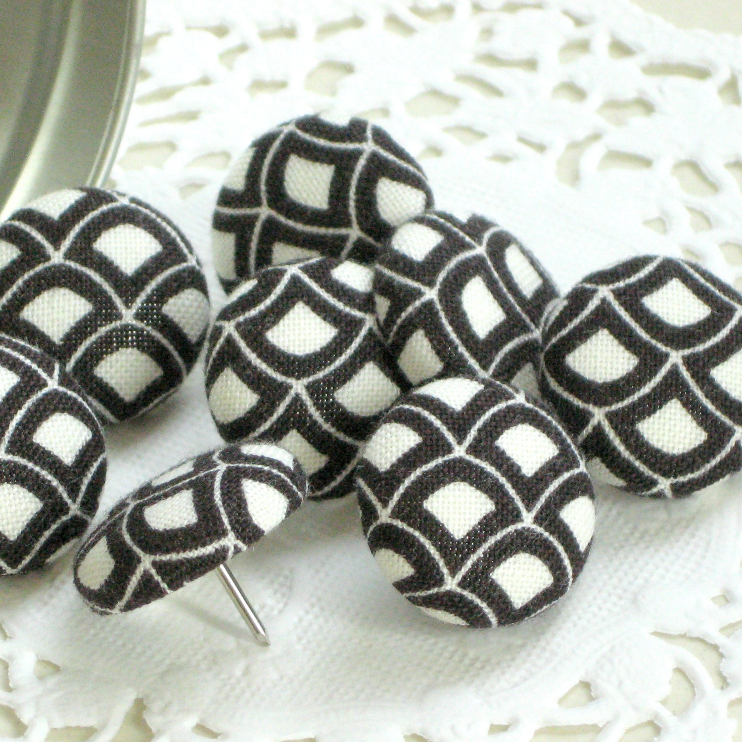 Understated . . .Tack Pack of 8. Fabric Push Pins. Wedding Board Pins. Decorator Tacks