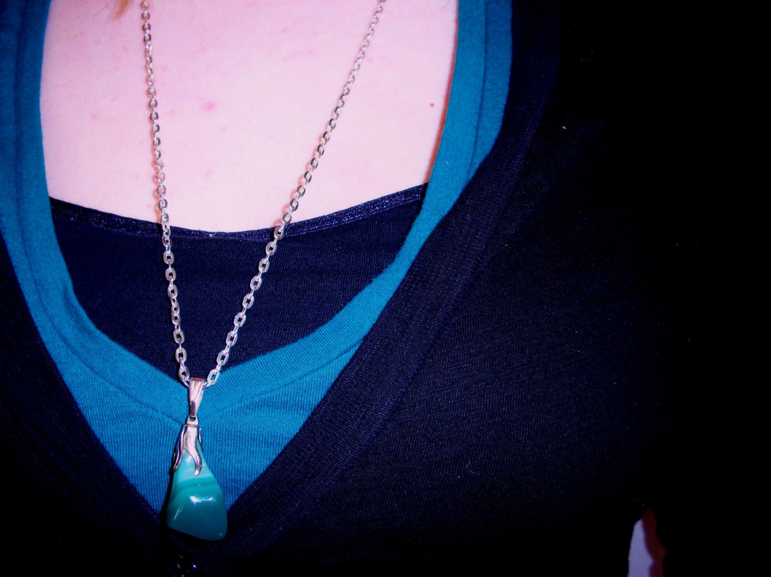 Antique Stone in Setting on Chain Necklace