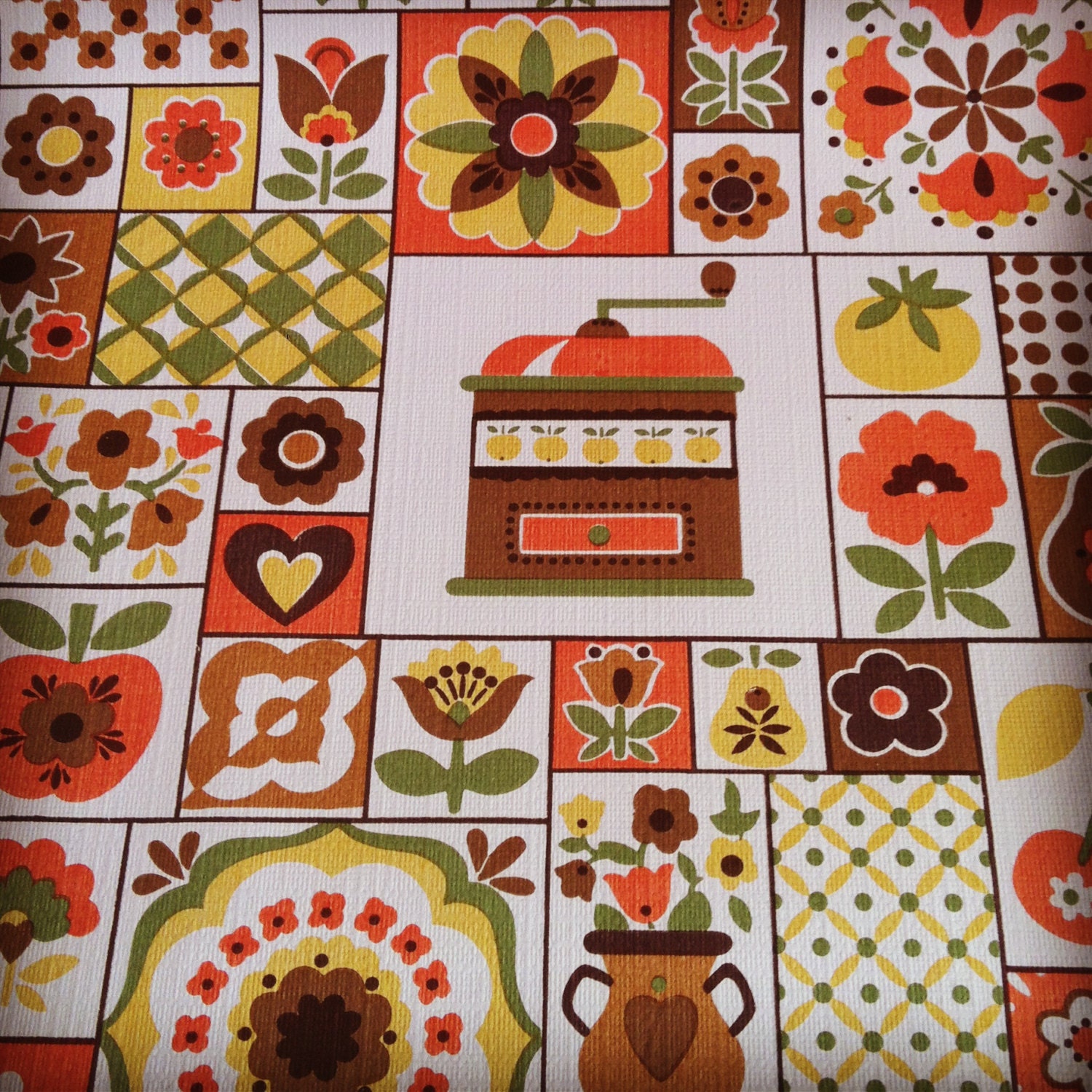 Vintage 1970s Wallpaper - Apples And Pears Kitchen - Price per yard