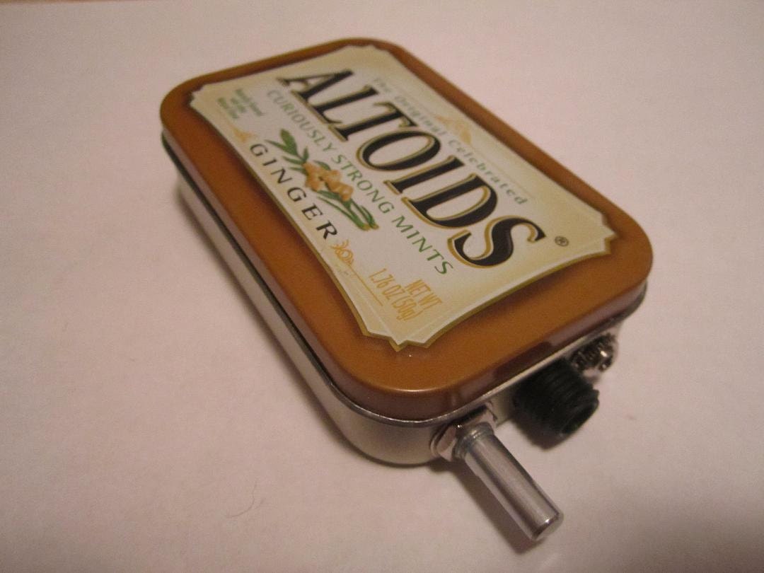 Portable Mint Tin Guitar Amp, Headphone Amp, MP3 Amp w/ Speaker, Volume Control, & 10X Gain (Ginger Altoids)