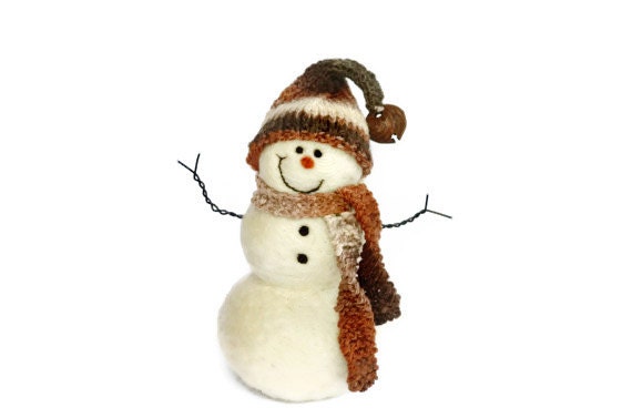 Snowman - Wool Needle Felted Snowmen - winter decor - 193