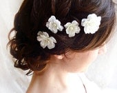 white flower hair pins, white bridal hair accessories - FALLEN STARS - wedding hair clips, bridal flower accessories, bridesmaid