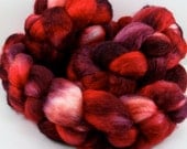 Pomegranate, 4.6oz BFL/Tussah Silk Lush Roving/Top
