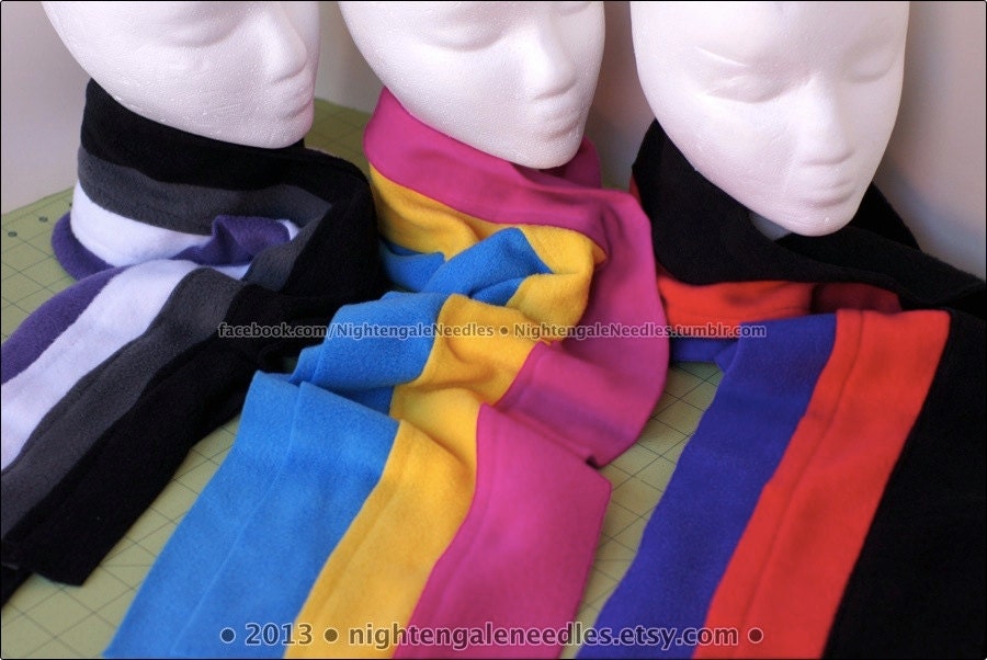 Wear Your Pride - Asexual ACE - Pansexual PAN - Polyamorous POLY Pride Flag Scarves