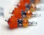 Orange Baby Bell Lucite Flower Bead Dangle Charm Drop Set - 4 Piece Set
