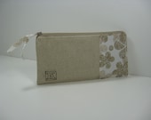 Personalized, Initialed  zipper pouch, iphone wallet, Made To Order - Tan and Brown