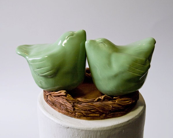 Mint Green Love Bird Cake Topper