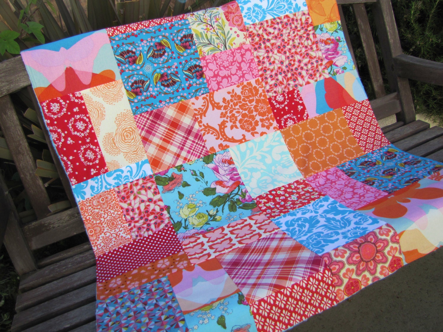 34x39 Modern Butterflies Random Patchwork and Minky Blanket Ready to Ship