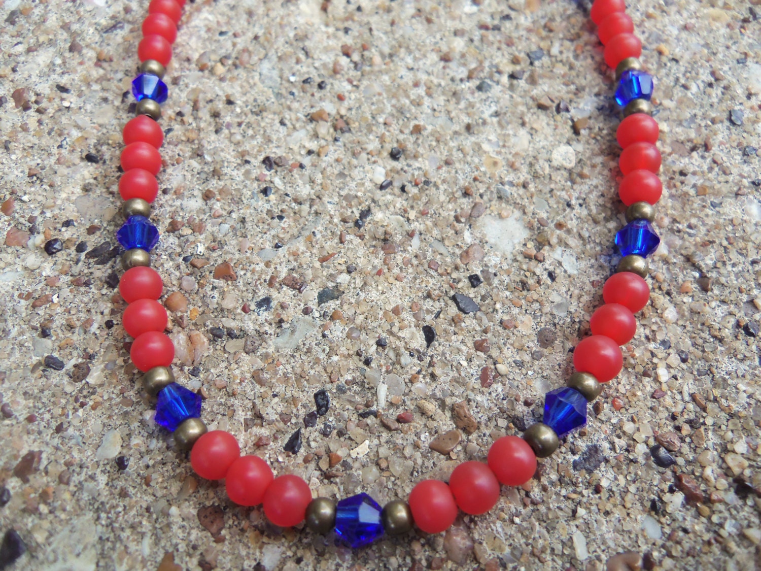 Red, Brass, and Blue Anklet