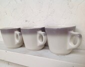 vintage Buffalo China restaurant ware . mug trio . cream and purplish gray