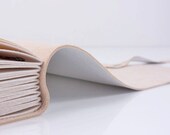 Refillable Leather Journal / Sketchbook  White & Grey A5 large size fine luxury notebook SHIPS NOW
