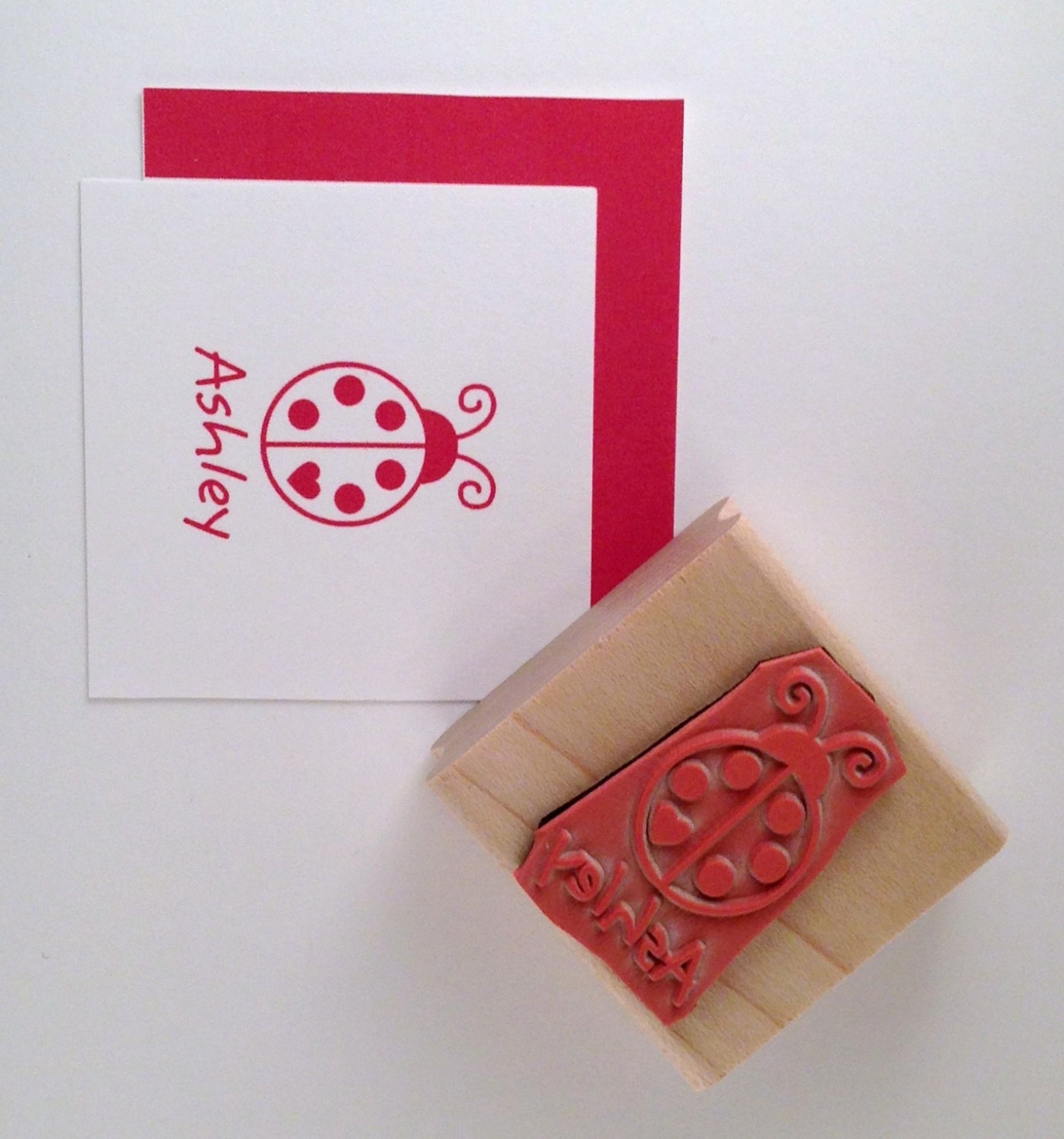 Personalized LadyBug Rubber Stamp