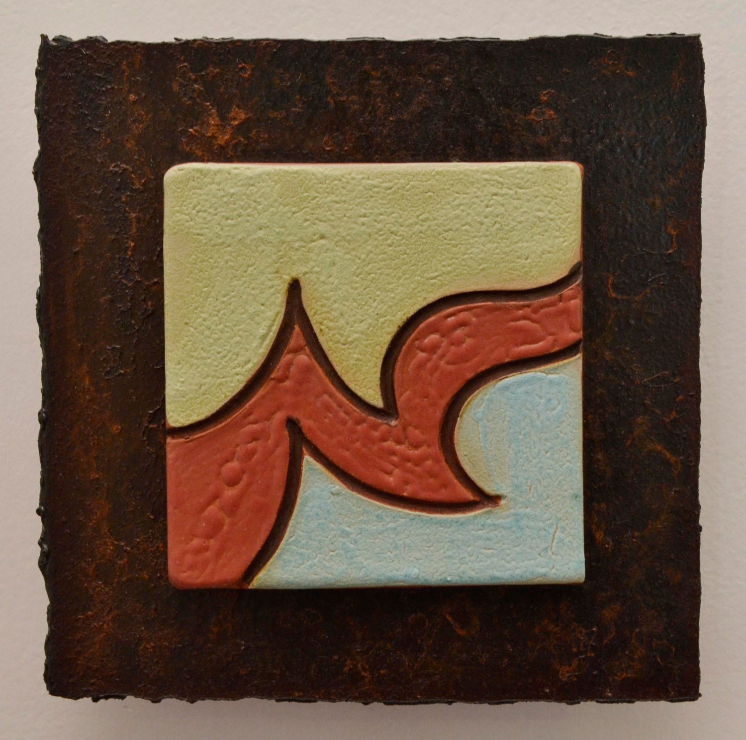 Ceramic Tile Wall Plaque (light blue, pink, mint green) - Meagan Chaney Gumpert (03-29)