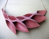 Petal Collection- Mauve Pink Leather Petal Necklace