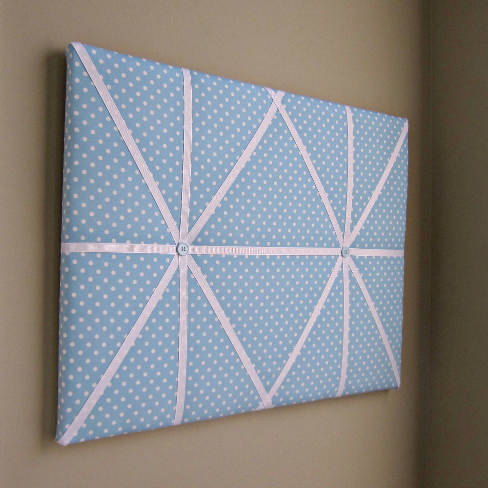 16x20 Memory Board Bow Holder Bow Board Ribbon Board Blue & White Polka Dot