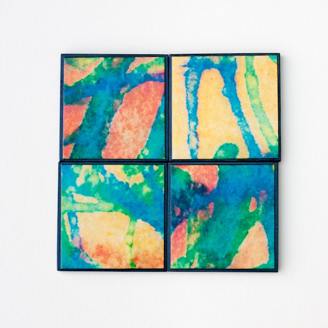 Coasters Handmade Paper Colorful Abstract Photo Print
