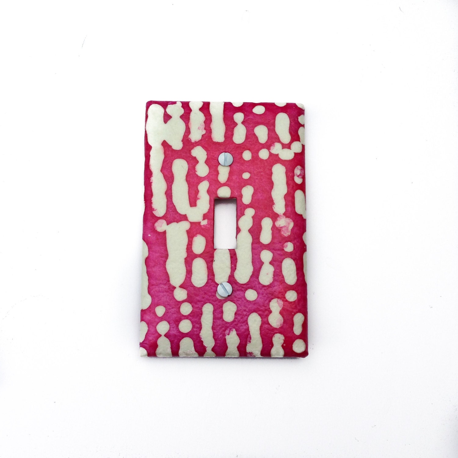 Switchplate Handmade Paper Colorful Pink White Abstract Batik
