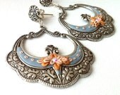 Floral earrings sterling silver - oak leaf - moroccan jewelry