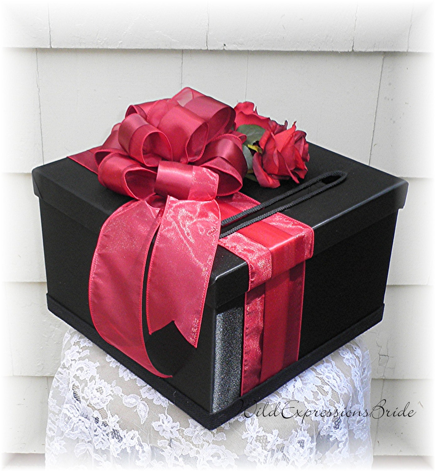 Dramatic Romantic Wedding Card Money Box  Wishing Well Keepsake Box CUSTOMIZE Your Colors