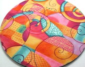 Mouse Pad, Round Fabric Mouse Pad or Trivet     Pink Kaleidescope