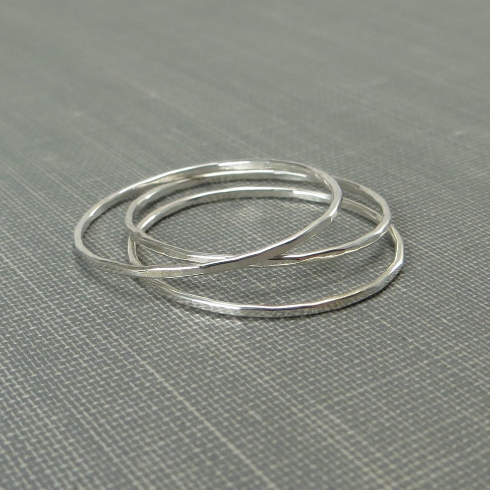 Sterling Silver Stackable Rings - Super Slim - Set of 3 - Simple Modern Minimal Rings