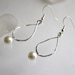 Hammered aluminum hoop earrings with glass pearl bead-wire jewelry birthday gift